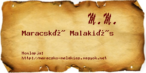 Maracskó Malakiás névjegykártya